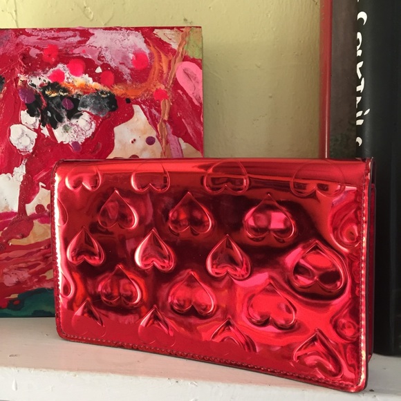 Marc Jacobs Red Mirrored Heart Leather Clutch - Picture 3 of 7